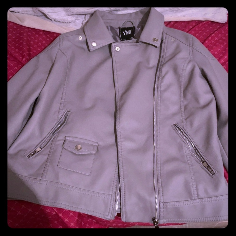Gray leather jacket